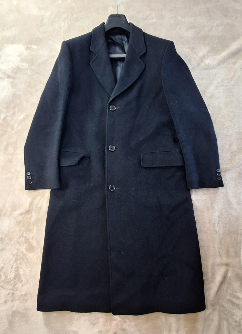 Lord Taylor The Man's Shop Coat Mens Large Black Wool Cashmere Blend Overcoat
